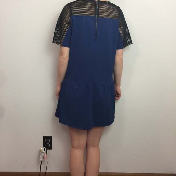 M Milano Blue Black Mesh Shift Mini Dress - Picture 3 of 8